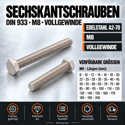 Sechskantschrauben din 933 - m8,