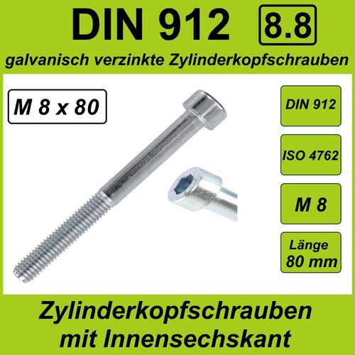 80 zylinderschrauben din - 8,
