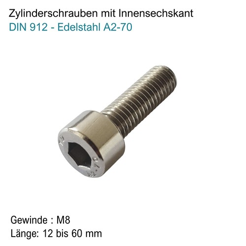 Zylinderschrauben edelstahl - zylinderschrauben, m8